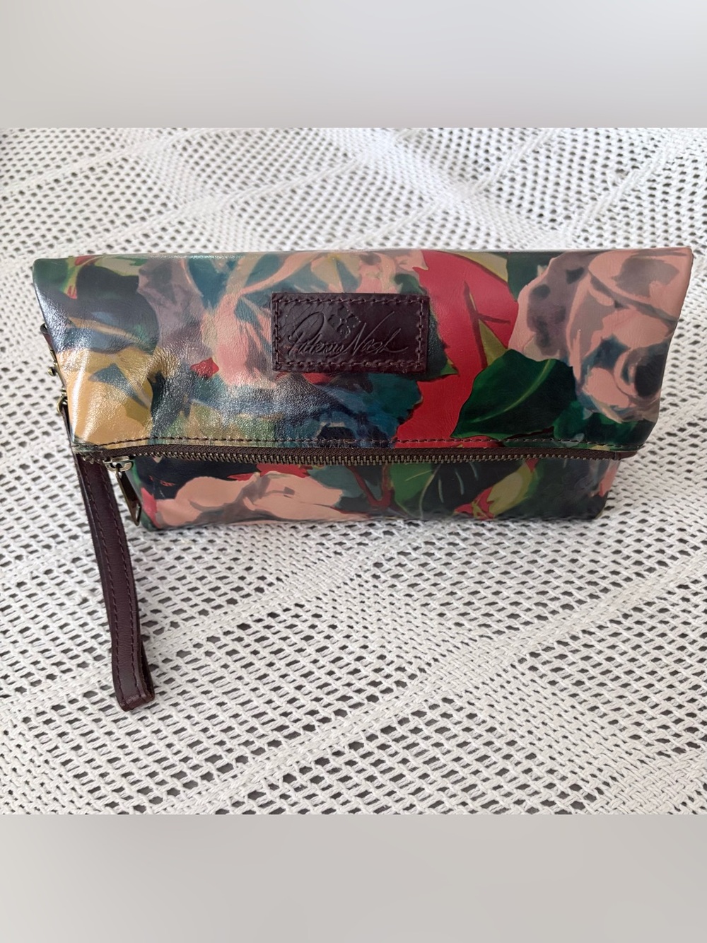 PATRICIA NASH Valerie Watercolor Leather Foldover Clutch/Wristlet